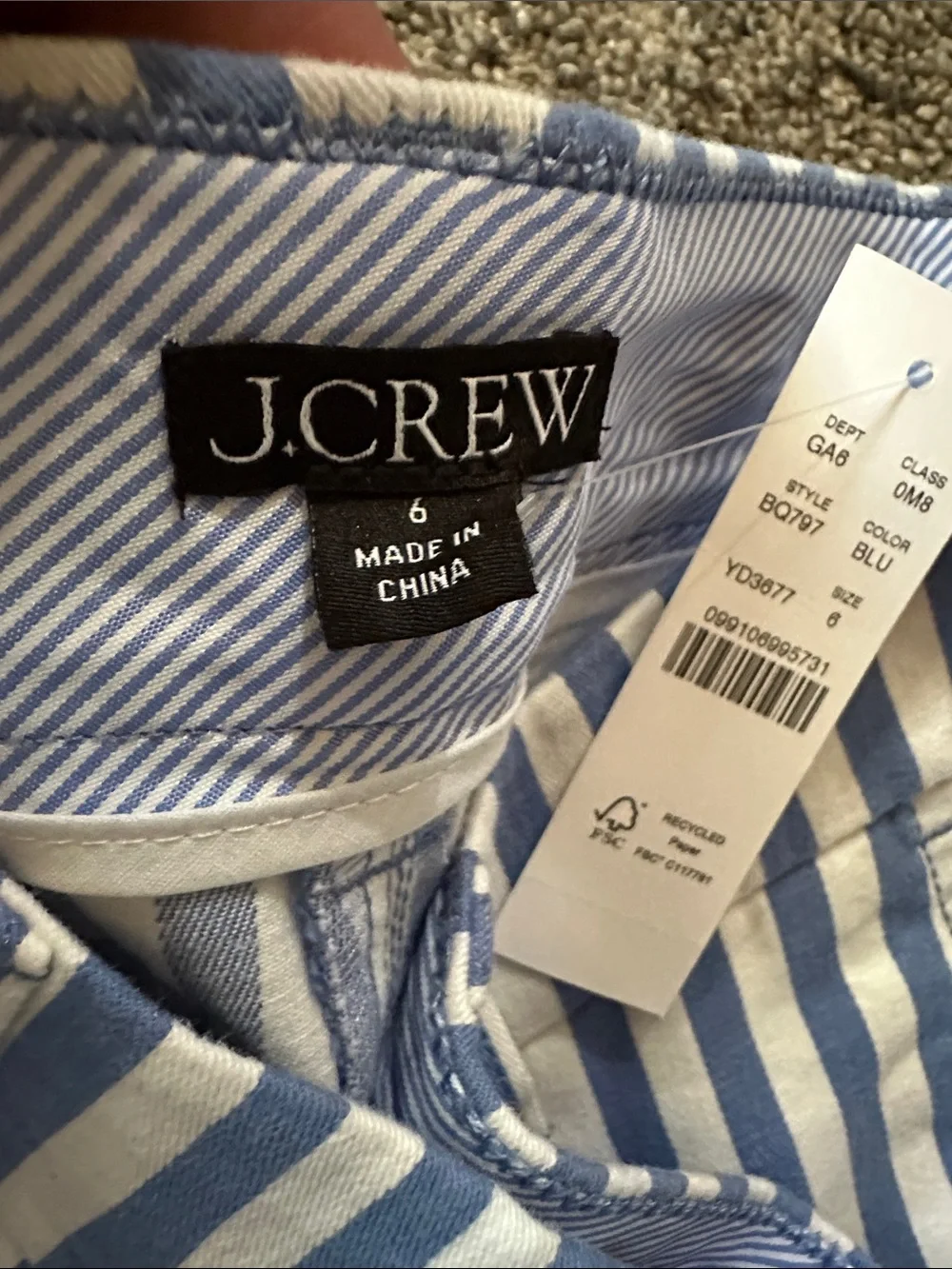 J.Crew New Blue & White Striped Women’s Shorts - Tailored